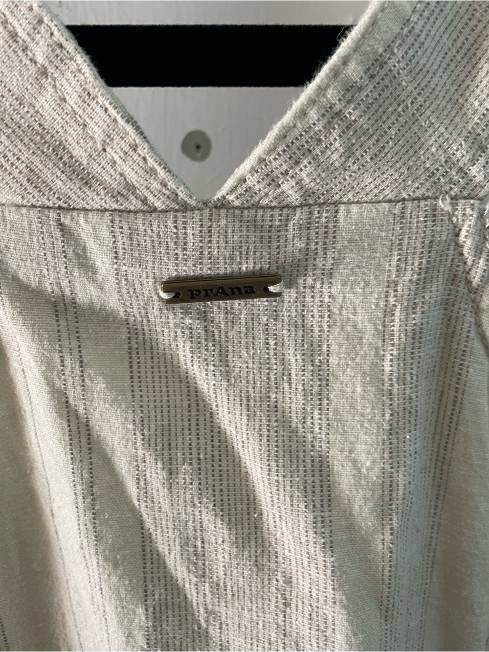 Prana Grace Trail Dress Stone Stripe Sleeveless Button Down Medium - Picture 10 of 11